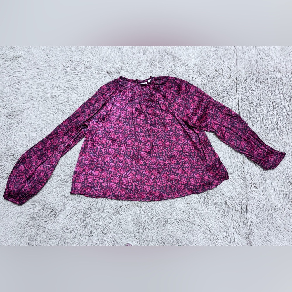 GAP Kids Girl’s Magenta Floral Long-Sleeve Peasant Blouse size L (10)